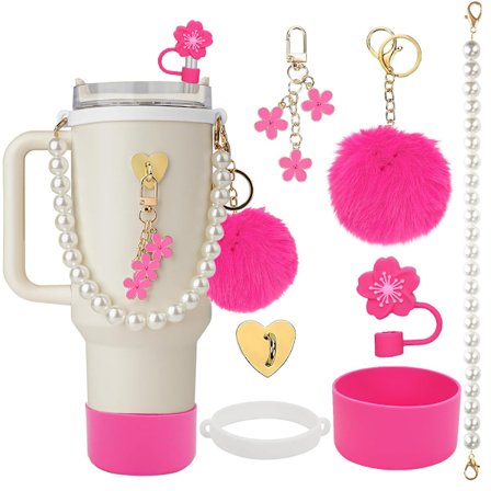 Stanley Cup Tilbehørssæt med Perlekæde, Blomster Sugerør & Kvast