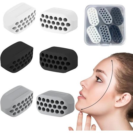 6-delt kjevemuskeltrener, ansikts- og nakke-tyggeverktøy for å styrke og stramme kjevelinjen og nakken