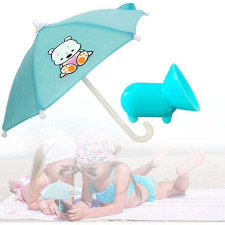 Sød Mobiltelefonholder - Udendørs Telefon Paraply Solskærm Holder til Hånd, (Grå) Blå