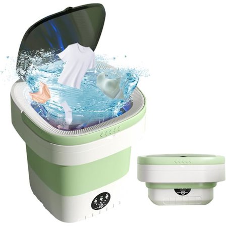 Bærbar Vaskemaskin, 12L Oppgradert Stor Kapasitet Sammenleggbar Mini Vaskemaskin, Dyp Rengjøring for Undertøy, Babyklær