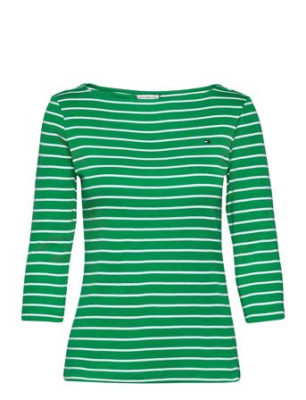 Slim Stp Boat-Nk Top 3/4 Slv Langærmet T-shirt Grøn Tommy Hilfiger
