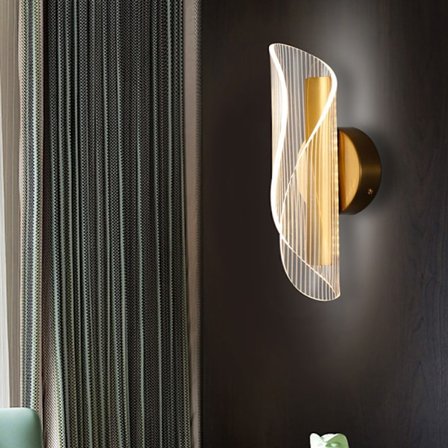 Inomhus vägglampa LED vägglampa, modern bågformad akrylbelysning