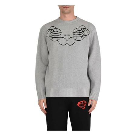 Iuter, Round-neck Knitwear Grijs, Heren, Maat:M