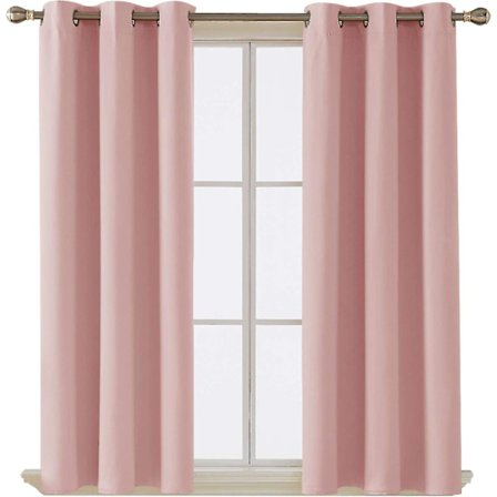 Rommørkende termisk isolerte blackout-gardiner med hemper