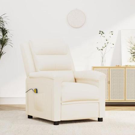 Vidaxl Massagefåtölj Gräddvit Konstläder Kräm