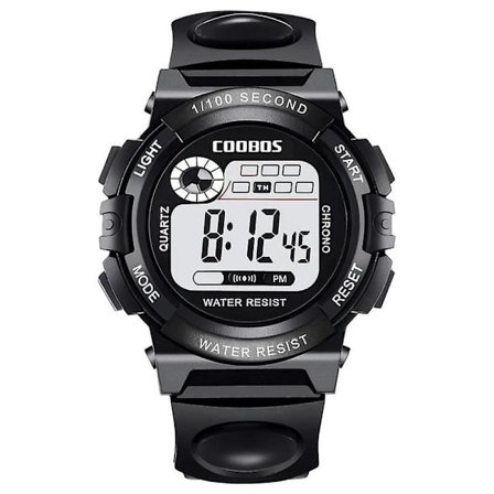 Barneklokke syv farger noctilucent vanntett multifunksjonell elektronisk klokke for gutter og jenter