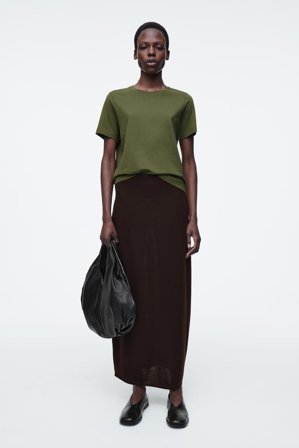 COS Women's Crew-Neck Cotton T-Shirt in Green