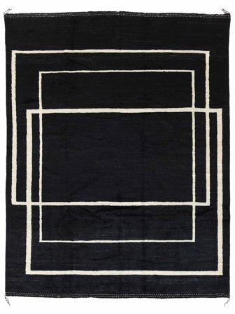 246X308 Tapete Squared Moderno Preto (Lã, Afeganistão) Carpetvista