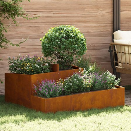 Trädgårdsplanterare Brun 100 x 100 x 50 cm Väderbeständig stål