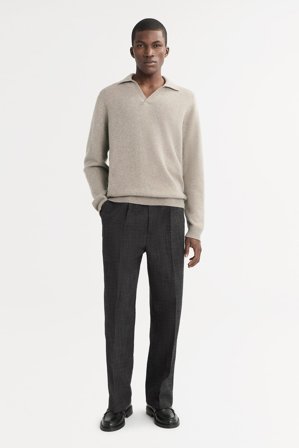 Soft Goat - Men's Polo Shirt - Men cashmere sweater - XXL - Greige