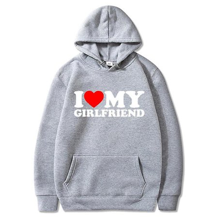 Mænds 'Jeg elsker min kæreste' Hoodies Langærmede Hættetrøjer Trøje Valentinsdag Gaver