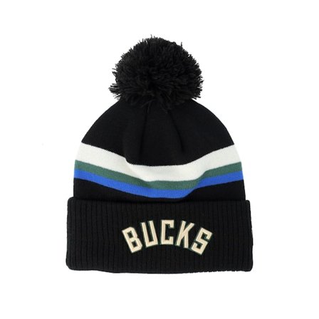 New Era - Milwaukee Bucks NBA Statement Knit Black Pom Pom Black Beanie - NBA @ Hatstore