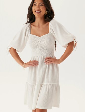 Bubbleroom Smock Short Dress - White - XS