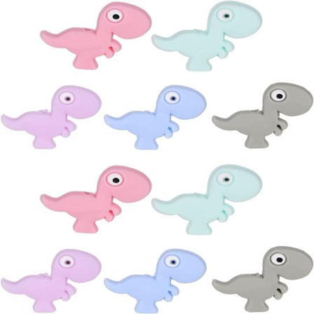 10 stykke søte dinosaur silikonperler Mini Animal Spacer