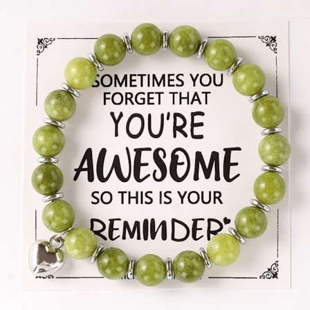 Naturlig Smaragd Armbånd for Kvinner, Steinperlearmbånd, Kortgave Valentinsdagsgave