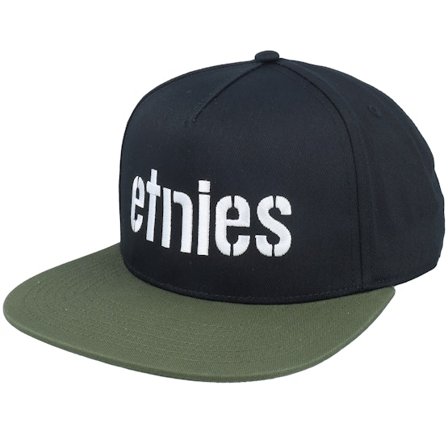 Etnies - Zwart snapback Cap - Corp Black/Olive Snapback @ Hatstore