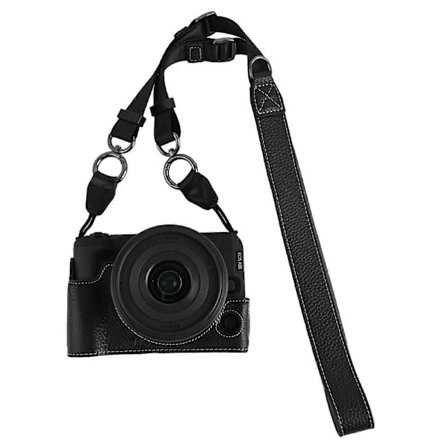 For Canon EOS R50 V Kameraveske Ekte Kuskinn Beskyttelsesdeksel med Skulderstropp