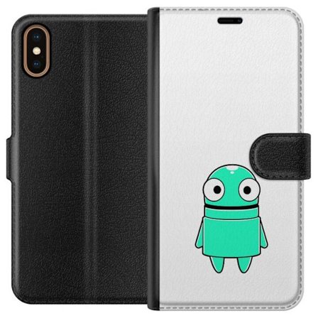 Kompatibel Tegnebogsetui til Apple Apple iPhone X Turkis tegneseriefigur med store øjne og en glad personlighed i enkel illustration