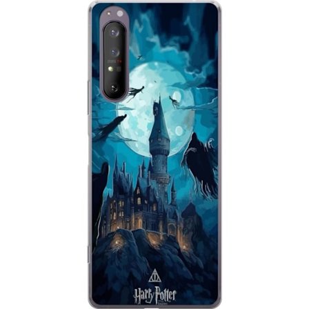Kompatibel Mobilcover til Sony Sony Xperia 1 II Magisk fantasiillustration med slot i måneskin og svævende væsener, mørk eventyrstemning inspirere