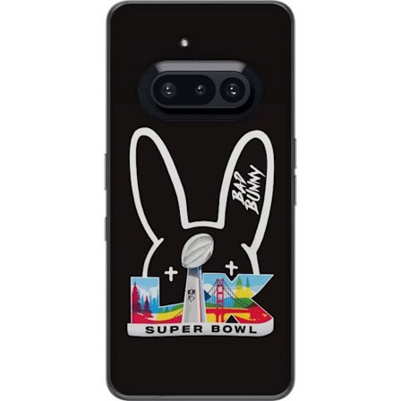 Kompatibel Mobilcover til Nothing Phone (3a) Bad Bunny portræt med åben skjorte, tatoveringer og krøllet hår i stilfuld modefotografering