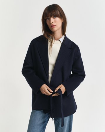 GANT Damen Handgenähte Jacke mit Gürtel (XL) Marineblau