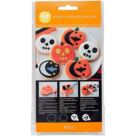 WILTON Utstikkersett Halloween med Stencil 4 deler