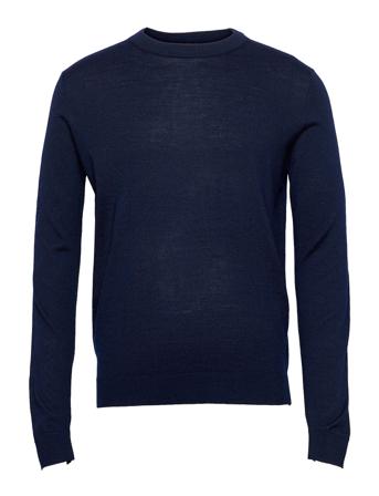 Slhtown Merino Coolmax Knit Crew B Neulepaita Pyöreä Kaula-aukko Tummansiniset Selected Homme