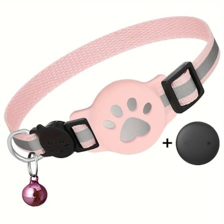 Lollanda Kjæledyrsporer, GPS-halsbånd for katt og hund, kjæledyrsporer, sporingshalsbånd med liten bjelle og refleksbånd, justerbar 18-30 cm