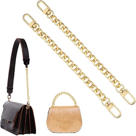 2 st (Guld) Järnplatt Kedjesträckare 20cm Metall Handväska Strap Extender Väska