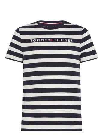 Tommy Logo Stripe Tee Navy Tommy Hilfiger