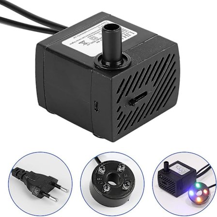 5w Mini-akvaariovesipumppu, upotettava akvaariopumppu, 4 värikkäällä LED-valolla, Mini