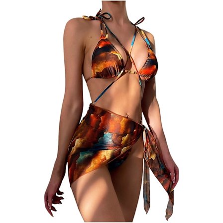 Bikini 2023 Baddräkt Dam Sexig Delad Bikini Tredelad Enfärgad Strand Vadderad BH Baddräkt Bikini Baddräkter Dam