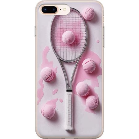 Yhteensopiva Puhelinkuori Apple Apple iPhone 7 Plus Ruusunpunaiset lasipallot ja tennismaila luovassa stillikuvassa, jossa on leikkisä pop-tunnelma j