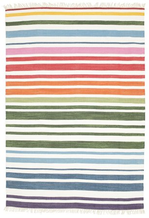 Rainbow Stripe 160X230 Mehrfarbig Gestreift Baumwollteppich