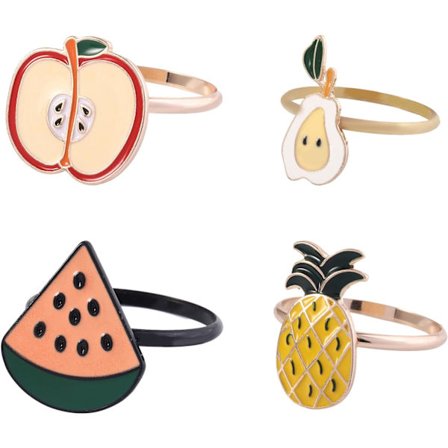 4-osainen lautasliinarenkaiden koristelusetti, metalliset lautasliinarenkaat, hedelmälautasliinarenkaat, kotiin, ravintolaan, kahvilaan, toimistoon, 