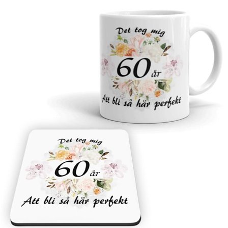 60år födelsedag Mugg + Underlägg paket