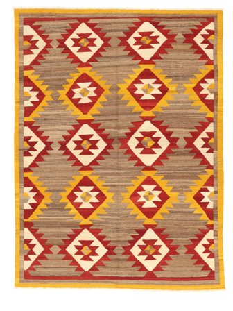 Kelim Moderne Vloerkleed Handgeweven 177X239 Bruin/Oranje Afghanistan