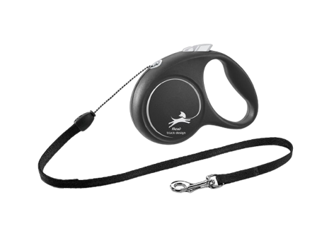 Flexi - Rullebånd Black Design Cord, 5m, S, maks 12kg, Sølv - Hund - Halsbånd - ZOO.no