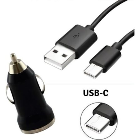 USB-C-kabel 1m - PHONILLICO - Kompatibel med Huawei MATE 9/10/20 - Bil laddare 1A - Svart