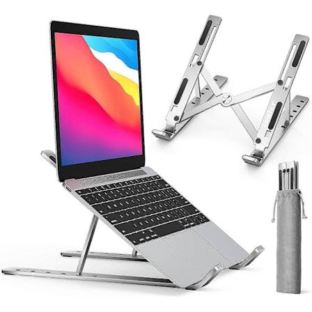Laptopställ, hopfällbart stativ för bärbar dator 6 vinklar justerbara, halkfritt ventilerat aluminiumstativ kompatibelt med bärbar dator, surfplatta 