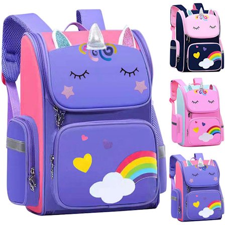 Barn skolväskor Cartoon 3D Unicorn Ryggsäckar Vattentät