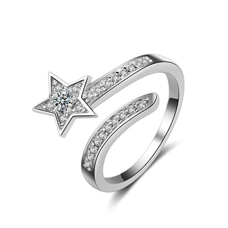 Vita ringar stjärnring finger smycken wrap ring justerbara ringar för kvinnor flickor