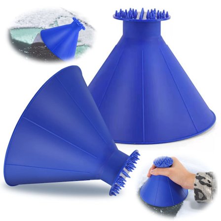 2 stk. isskraber til bil med scoop, ABS vinterbiltilbehør til fjernelse af sne fra forruden, ergonomisk isskovl til bilruder, blå