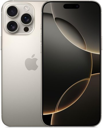 Apple iPhone 16 Pro Max 1TB (naturlig titan) Smarttelefon, 6,9'' Super Retina XDR-skjerm, 48+48+12MP kamera, IP68, 5G