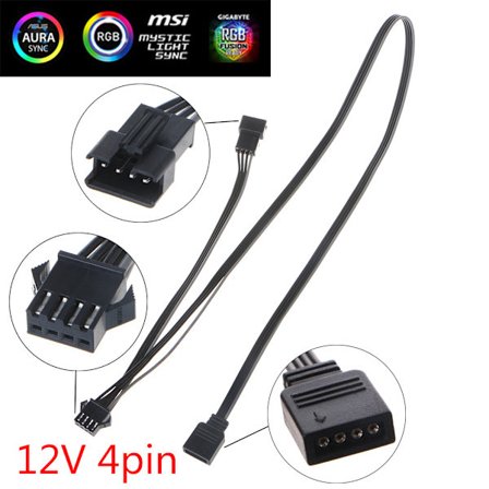 12V 4Pin PC til Case Fan LED Strip forlængerledning Line Wire til Giga RGB Motherb