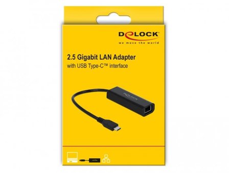 Delock nettverksadapter - USB-C 3.1 Gen 1 / Thunderbolt 3 - 100M/1G/2.5G Gigabit Ethernet