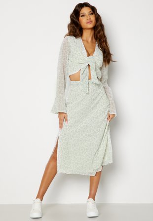 BUBBLEROOM Sharon midi skirt Green / Patterned Klær