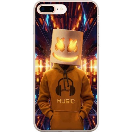 Yhteensopiva Puhelinkuori Apple Apple iPhone 7 Plus DJ-hahmo valaisevassa kypärässä ja hupparissa futuristisessa musiikkiympäristössä neonvaloje