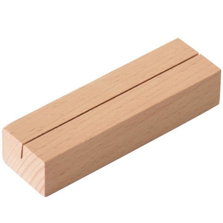 Sæt med 10 robuste kortholdere i træ - postkort - bordkalender med træfod - menukort med træfod - notesblokholder af massivt træ - fest