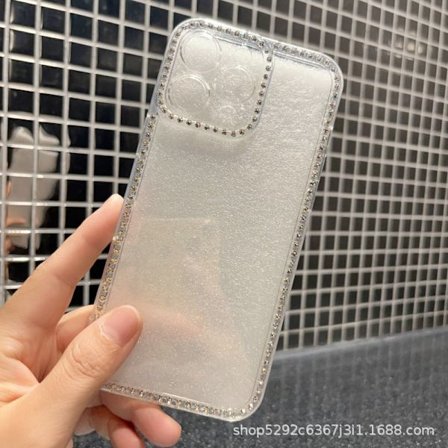 Skal för iPhone 17promax transparent strass kräm akryl mjuk kant transparent